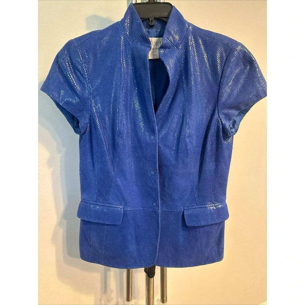 Worth short sleeve blazer top 100% leather - Picture 1 of 3